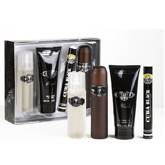 Cuba Original Cuba Black zestaw woda toaletowa spray 100ml + woda toaletowa spray 35ml + żel pod prysznic 200ml + woda po goleniu spray 100ml