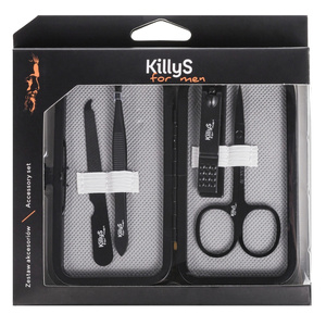 KillyS For Men Accessory Set zestaw nożyczki do paznokci + obcinaczki do paznokci + pilnik do paznokci + pęseta do depilacji