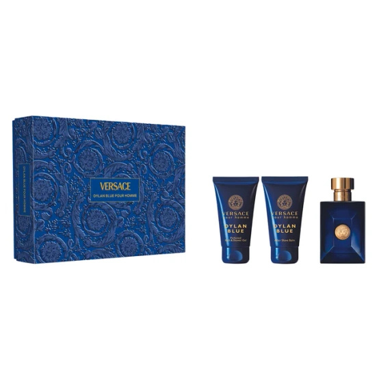 Versace Pour Homme Dylan Blue zestaw woda toaletowa spray 50ml + żel pod prysznic 50ml + balsam po goleniu 50ml