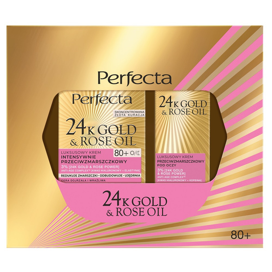 Perfecta 24K Gold & Rose Oil zestaw krem do twarzy 80+ 50ml + krem pod oczy 15ml