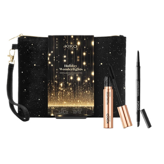 KIKO Milano Holiday Wonderlights Stayglam Black Duo Eyes Gift Set zestaw panoramiczny tusz do rzęs zwiększający objętość 12ml + kredka do oczu 0.35g