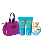 Versace Dylan Turquoise Pour Femme zestaw woda toaletowa spray 100ml + żel pod prysznic 100ml + żel do ciała 100ml + torba kosmetyczna