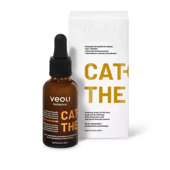 Veoli Botanica CATCH THE SUN Brązujące kropelki do twarzy, szyi i dekoltu z kwasem hialuronowym i ekstraktem z kwiatu brzoskwini 30ml