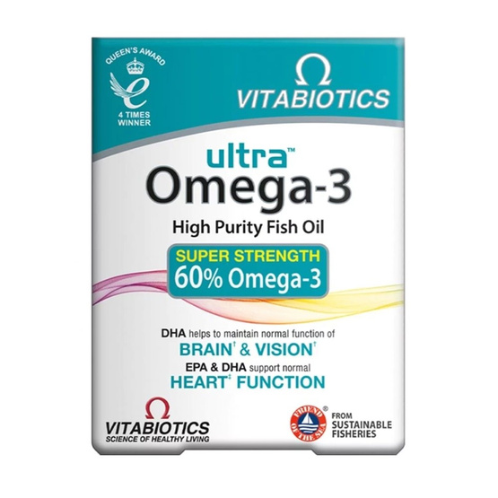 Vitabiotics Ultra Omega-3 suplement diety wspierający zdrowie mózgu 60 kapsułek