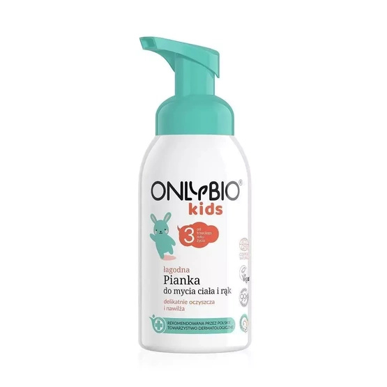 OnlyBio Kids łagodna pianka do mycia ciała i rąk od 3. roku życia 300ml