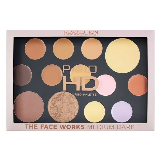 Makeup Revolution REVOLUTION HD Palette Paleta do konturowania - The Works Medium/Dark