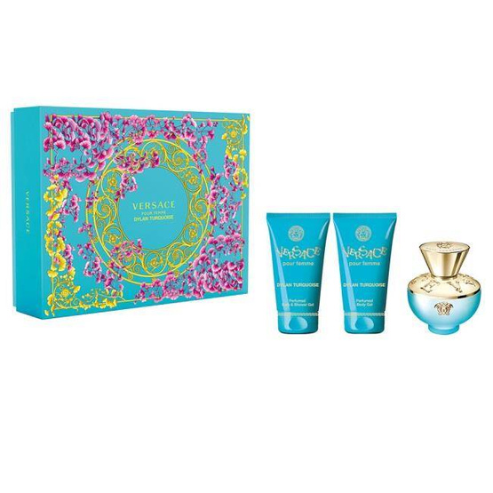 Versace Dylan Turquoise Pour Femme zestaw woda toaletowa spray 50ml + żel pod prysznic 50ml + balsam do ciała 50ml