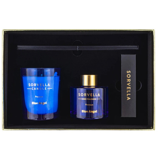 Sorvella Perfume Blue Angel zestaw dyfuzor zapachowy 120ml + świeca zapachowa 170g + zapałki