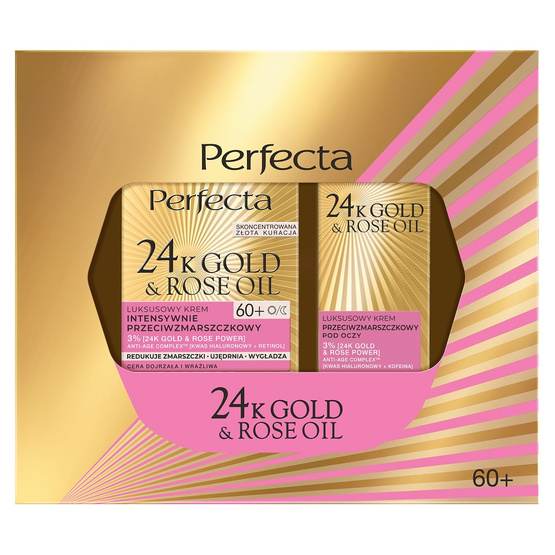 Perfecta 24K Gold & Rose Oil zestaw krem do twarzy 60+ 50ml + krem pod oczy 15ml