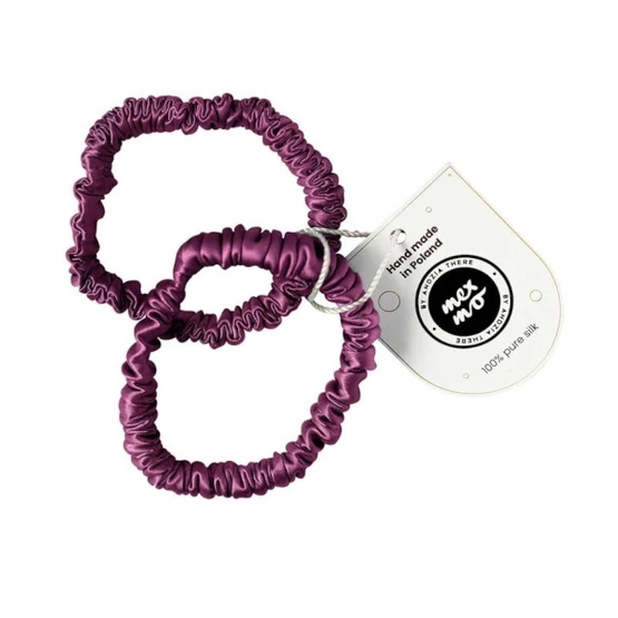 Mexmo Scrunchie Small Plum - Zestaw dwóch gumek jedwabnych