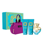 Versace Dylan Turquoise Pour Femme zestaw woda toaletowa spray 100ml + żel pod prysznic 100ml + żel do ciała 100ml + torba kosmetyczna