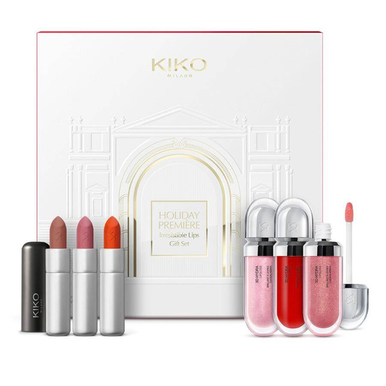 KIKO Milano Holiday Première Irresistible Lips Gift Set zestaw matowa pomadka do ust 3x3.5g + nawilżający błyszczyk do ust 3x6.5ml