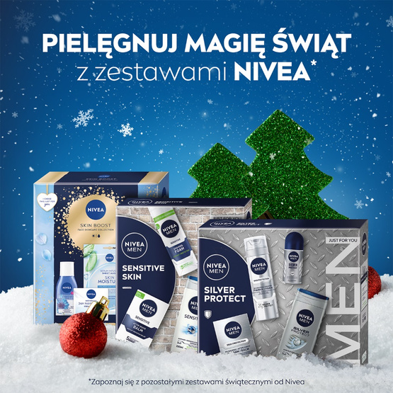 Nivea Men Silver Control zestaw balsam po goleniu 100ml + antyperspirant roll-on 50ml + żel pod prysznic 3w1 250ml + kosmetyczka