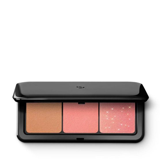 KIKO Milano Multi Finish Trio Blush & Bronzer Palette paleta do twarzy z 1 bronzerem i 2 różami o wykończeniu matowym i metalicznym 01 Coral 7g