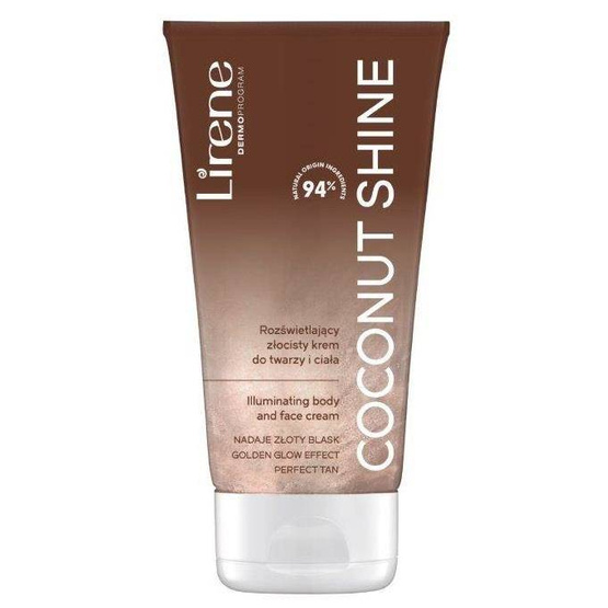 Lirene Perfect Tan rozświetlający złocisty krem do twarzy i ciała Coconut Shine 150ml