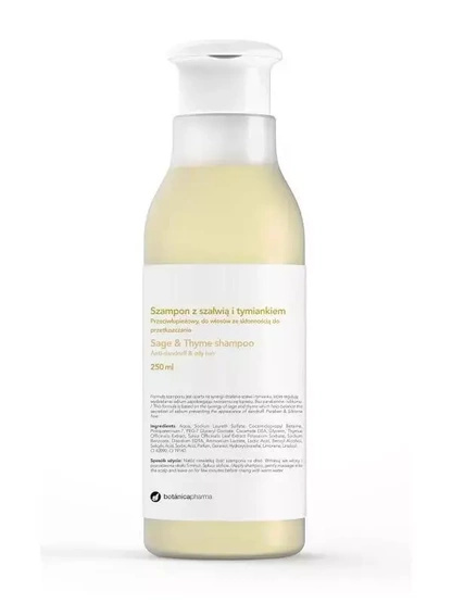 Botanicapharma Sage & Thyme Shampoo szampon przeciwłupieżowy do włosów ze skłonnością do przetłuszczania się Szałwia i Tymianek 250ml